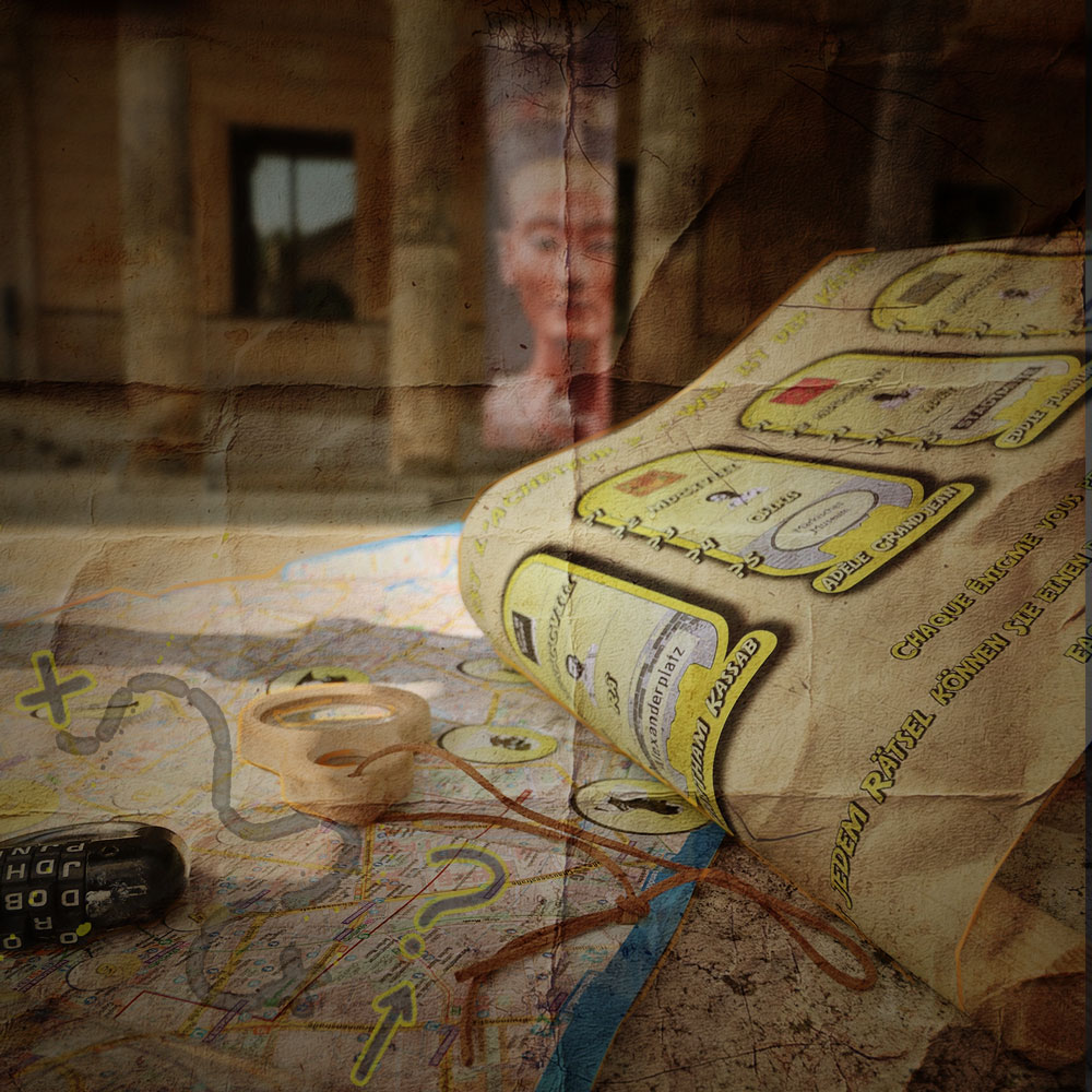 Fragment de papyrus ancien révélant le nom d’un acheteur dans le jeu de piste L’Affaire Néfertiti à Berlin