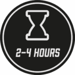Icône sablier indiquant une durée de 2 à 4 heures